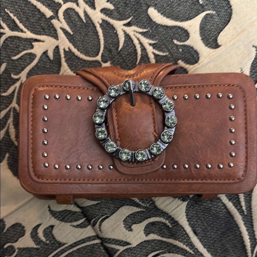Brown Clutch with Silver Studs